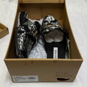 Steve Madden Black and Silver Embellished Loafers